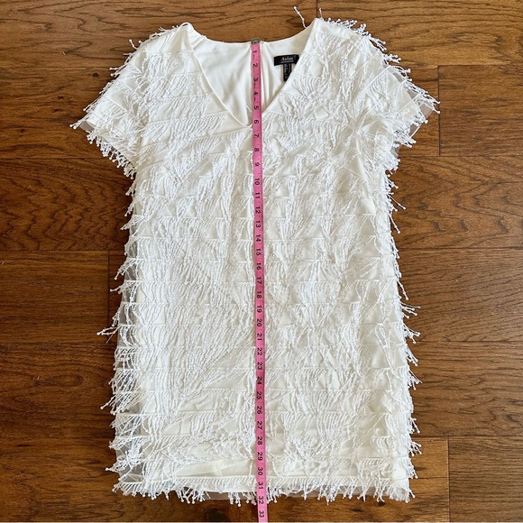 Aidan Mattox Dress Size 10 Ivory Sequined Fringe Shift Cocktail Dress - Picture 9 of 9